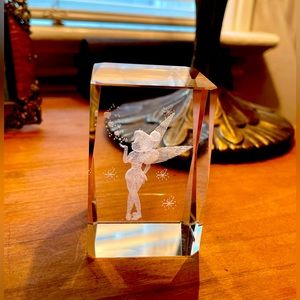 Crystal Disney Tinkerbell Cube with Inner Engraving